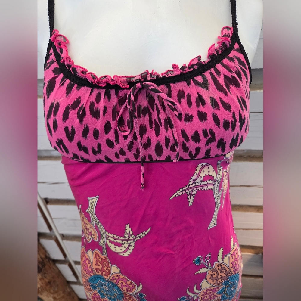 Bebe Pink and Blue Patterned Dress